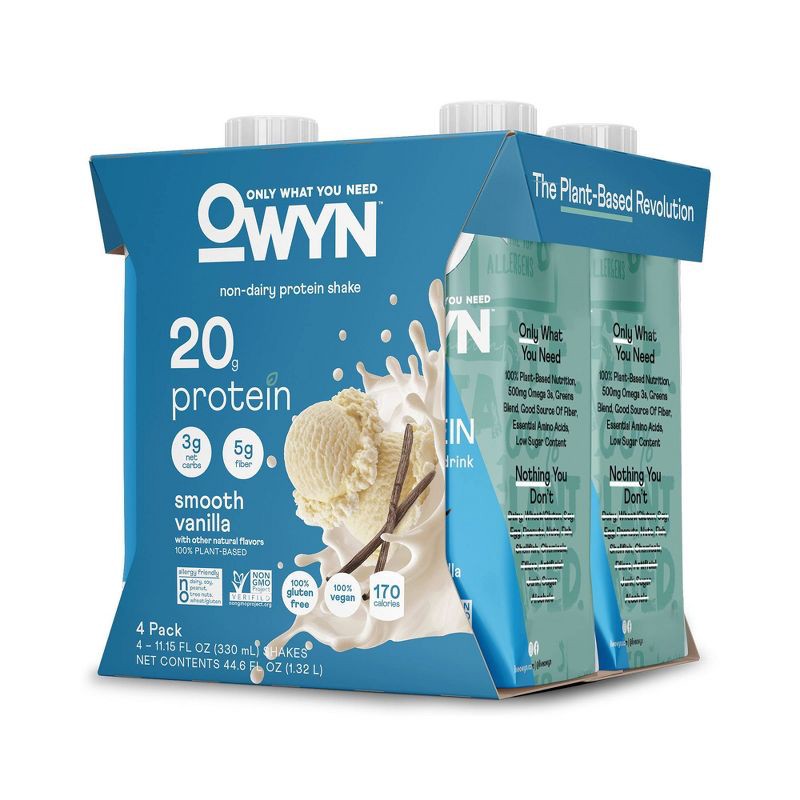 slide 3 of 4, OWYN 20g Dairy Free Protein Shake Smooth Vanilla Non-Caffeinated - 4pk/44.6 fl oz, 20 gram, 4 ct, 44.6 fl oz