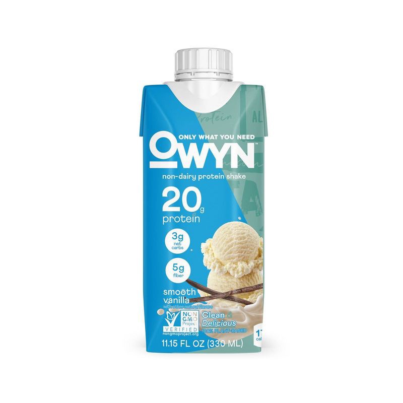 slide 4 of 4, OWYN 20g Dairy Free Protein Shake Smooth Vanilla Non-Caffeinated - 4pk/44.6 fl oz, 20 gram, 4 ct, 44.6 fl oz