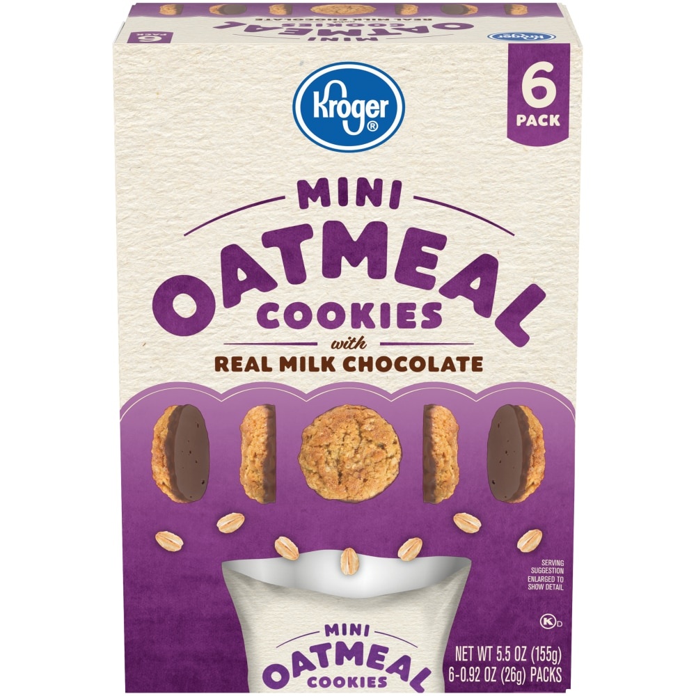 slide 1 of 1, Kroger Mini Oatmeal Cookies With Real Milk Chocolate, 5.3 oz