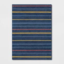 4'x5'6" Striped Kids' Rug Navy Blue - Pillowfort™