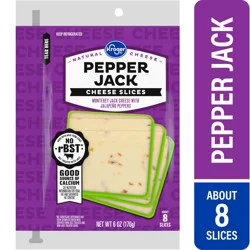 Kroger Pepper Jack Cheese Slices - 8 ct; 6 oz