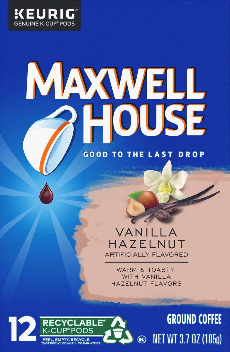 slide 9 of 11, Maxwell House Vanilla Hazelnut K-Cup Coffee Pods, 12 ct Box, 12 ct; 3.7 oz