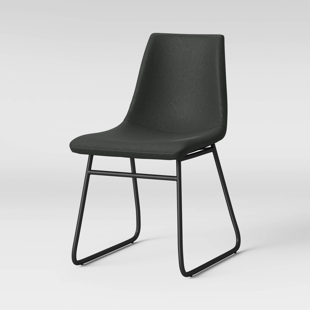Bowden Faux Leather and Metal Dining Chair Dark Gray (FA) - Project 62 1 ct | Shipt