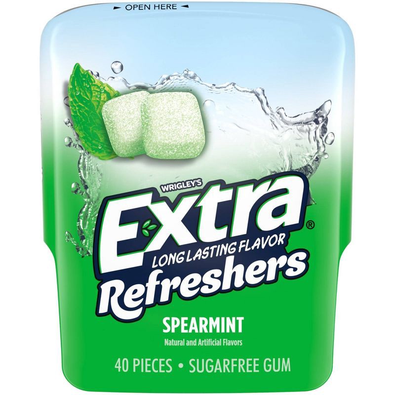 slide 2 of 9, Extra Refreshers Spearmint Sugar Less Gum 40ct Bottle, 40 ct