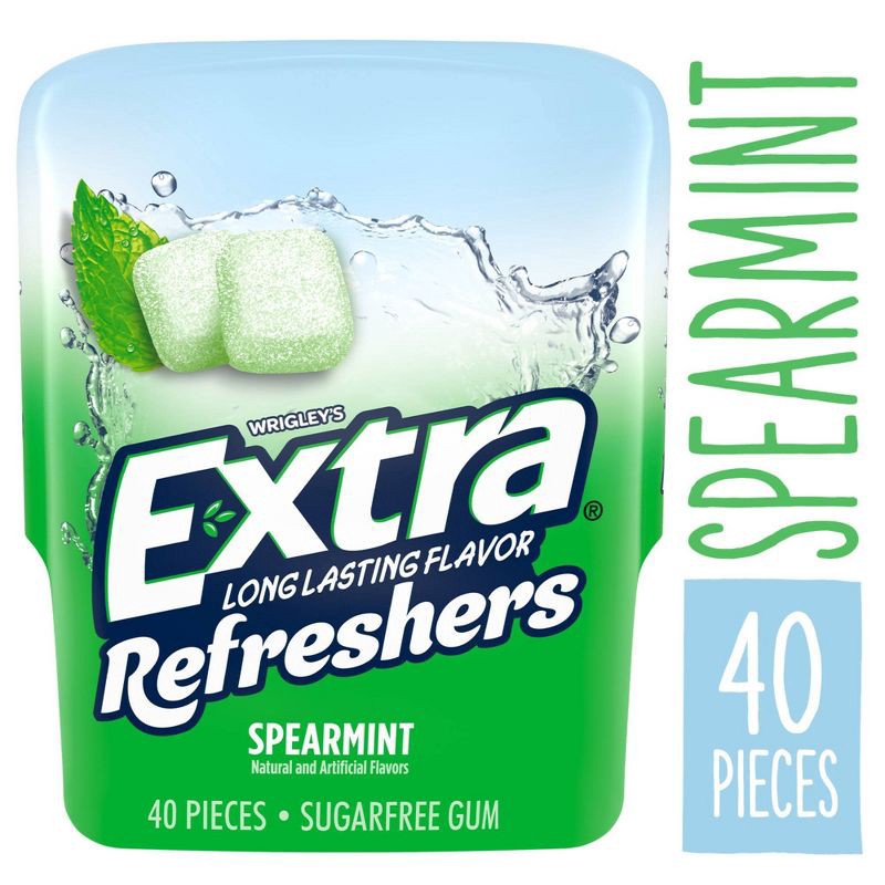 slide 3 of 9, Extra Refreshers Spearmint Sugar Less Gum 40ct Bottle, 40 ct