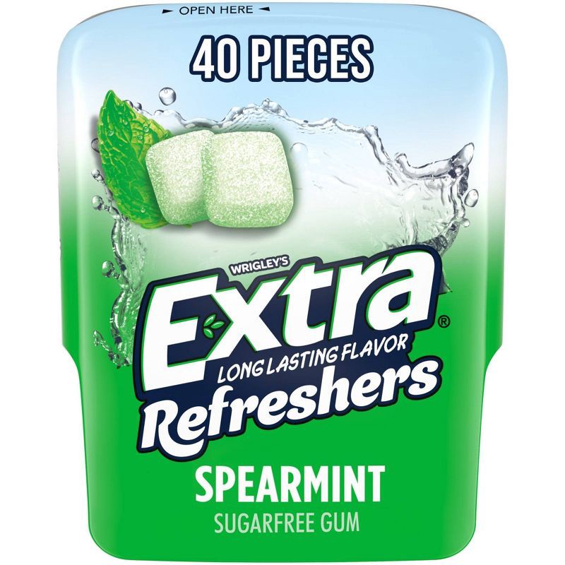 slide 1 of 9, Extra Refreshers Spearmint Sugar Less Gum 40ct Bottle, 40 ct