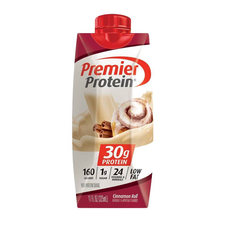 slide 3 of 7, Premier Protein Nutritional Shake - Cinnamon Roll - 11 fl oz/4pk, 4 ct; 11 fl oz