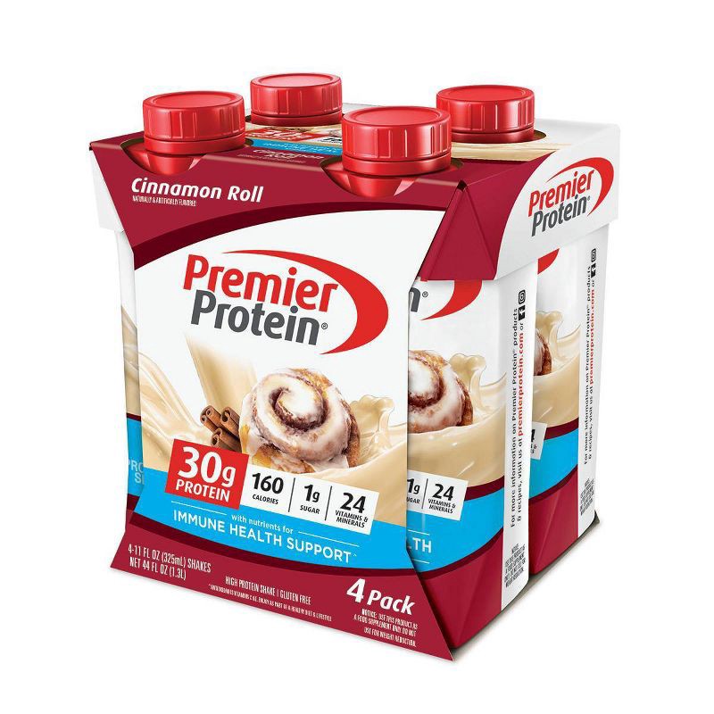 slide 1 of 7, Premier Protein Nutritional Shake - Cinnamon Roll - 11 fl oz/4pk, 4 ct; 11 fl oz