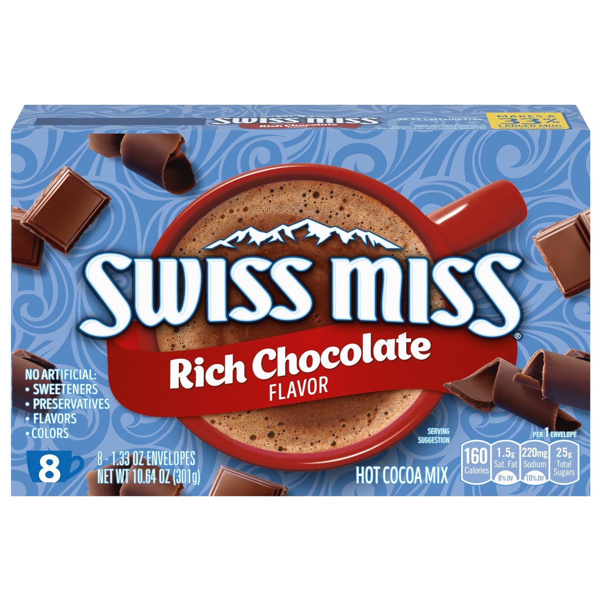 slide 1 of 1, Swiss Miss Rich Chocolate Hot Cocoa Mix, 8 ct