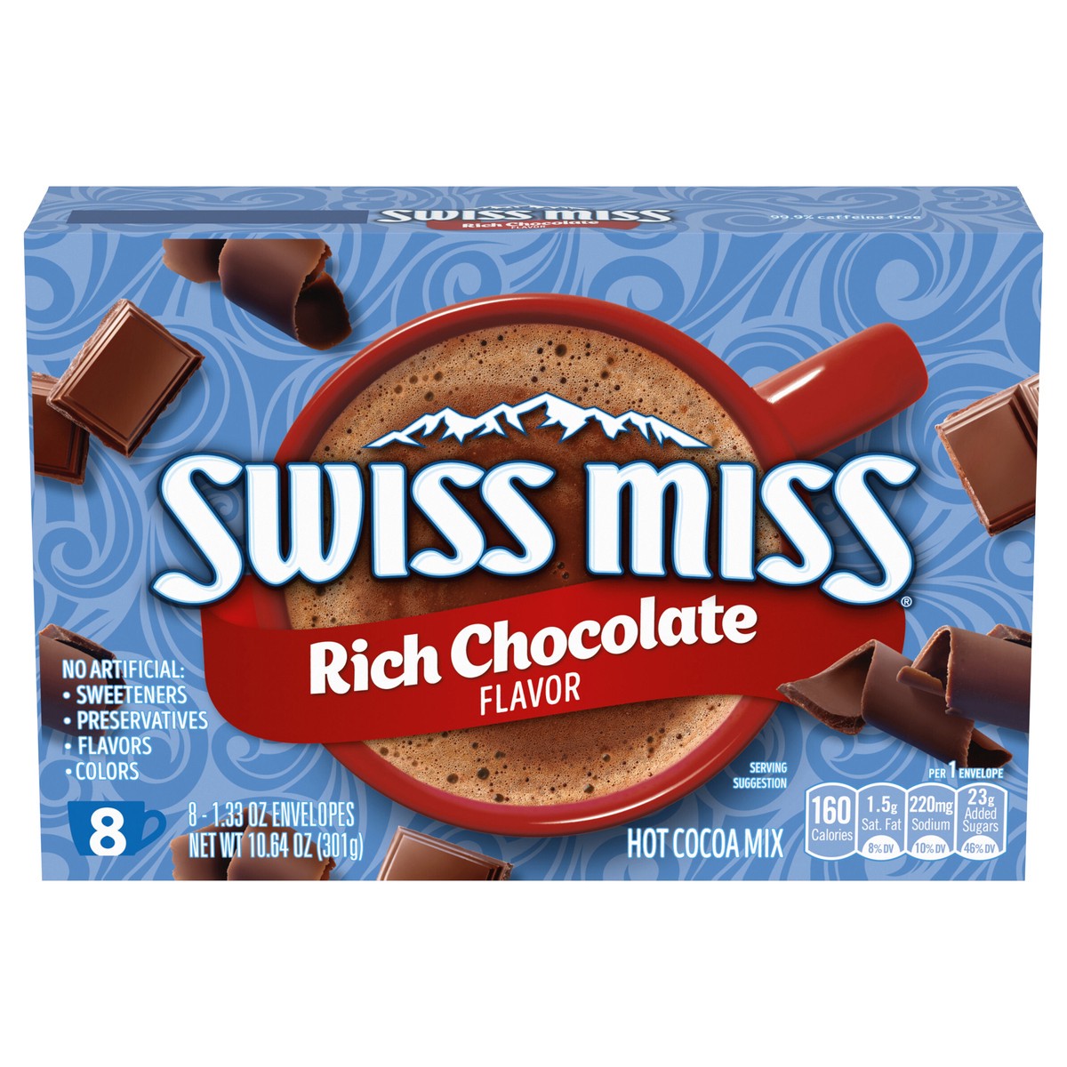 slide 1 of 5, Swiss Miss Rich Chocolate Flavored Hot Cocoa Mix, 8 Count Hot Cocoa Packets, 8 ct