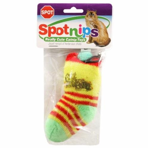 slide 1 of 1, Spot nips Neon Sock Cat Toy with Bell, 1 ct