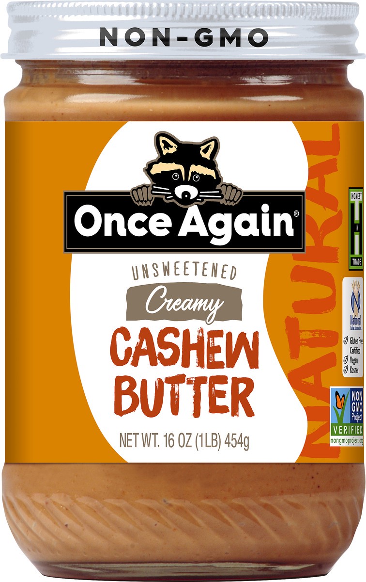 slide 1 of 2, Once Again Natural Creamy Unsweetened Cashew Butter 16 oz, 16 oz