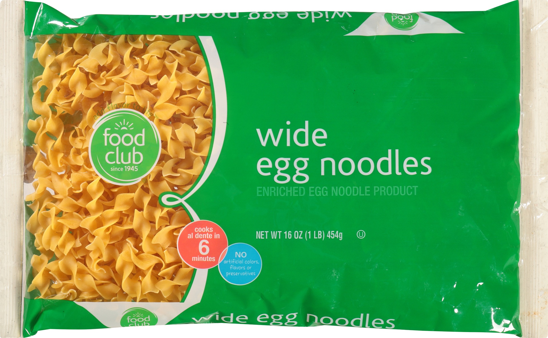 slide 1 of 6, Food Club Egg Noodles - Wide, 16 oz