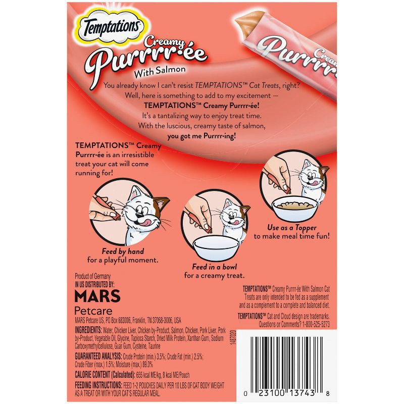 slide 2 of 13, Temptations Puree with Salmon Flavor Squeezable Lickable Cat Treats - 1.7oz, 1.7 oz
