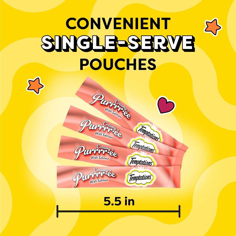 slide 12 of 13, Temptations Puree with Salmon Flavor Squeezable Lickable Cat Treats - 1.7oz, 1.7 oz