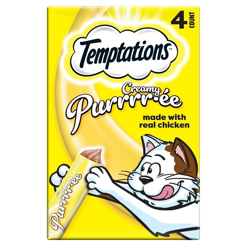 slide 1 of 15, Temptations Creamy Puree with Chicken Flavor Squeezable Lickable Cat Treats - 1.7oz, 1.7 oz