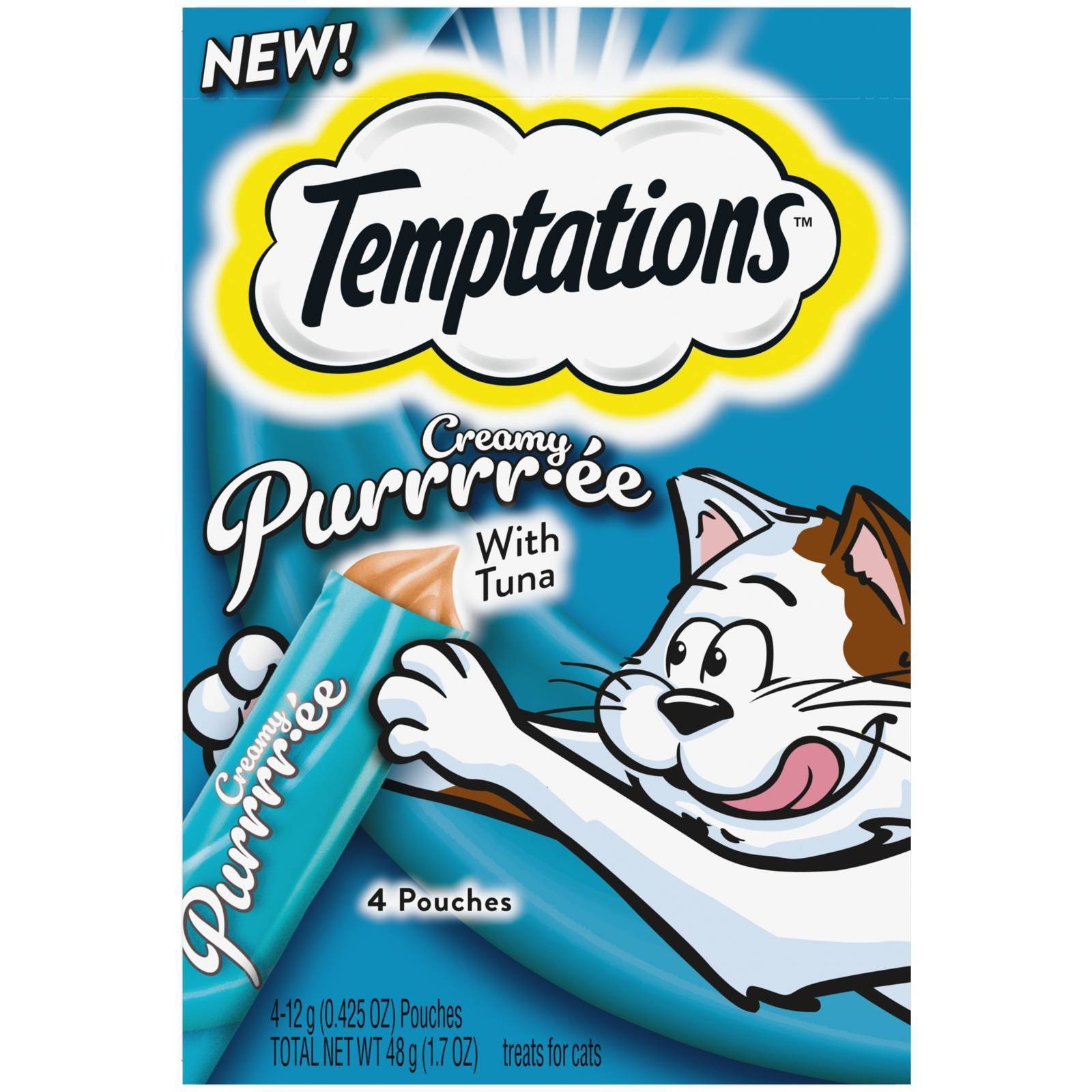 slide 1 of 7, Temptations Creamy Puree with Tuna Lickable Adult Cat Treats - 1.7oz, 1.7 oz
