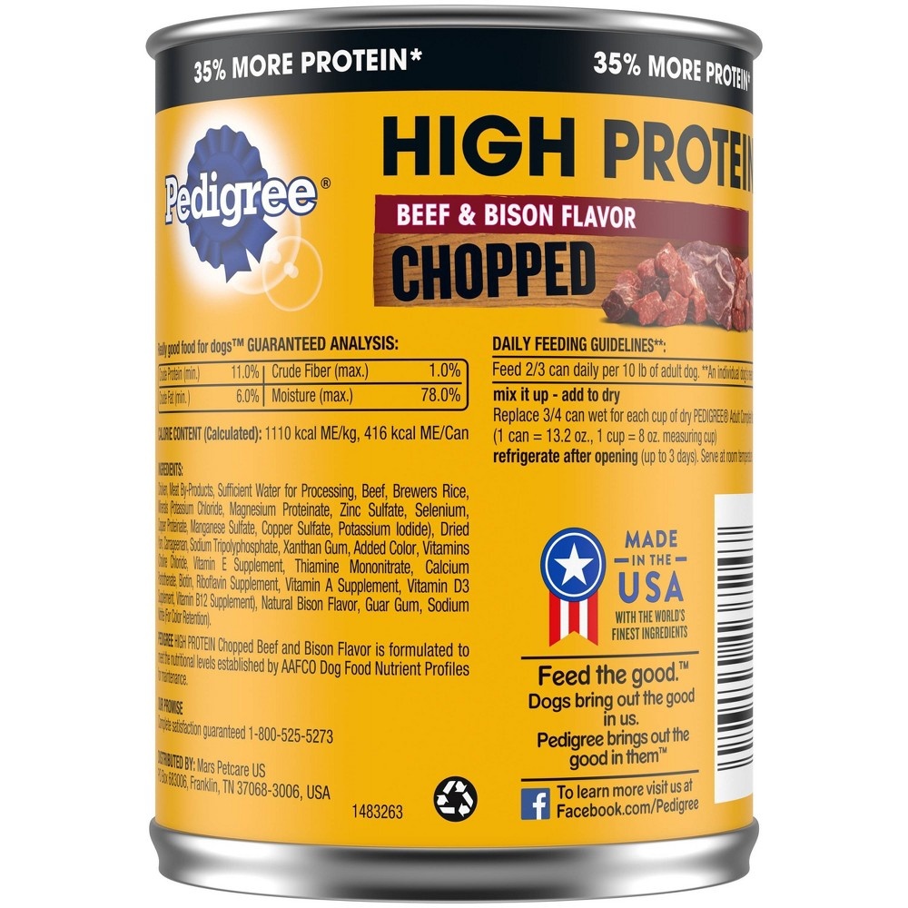 slide 2 of 4, Pedigree High Protein Wet Dog Food with Beef & Bison Flavor - 13.2oz, 13.2 oz