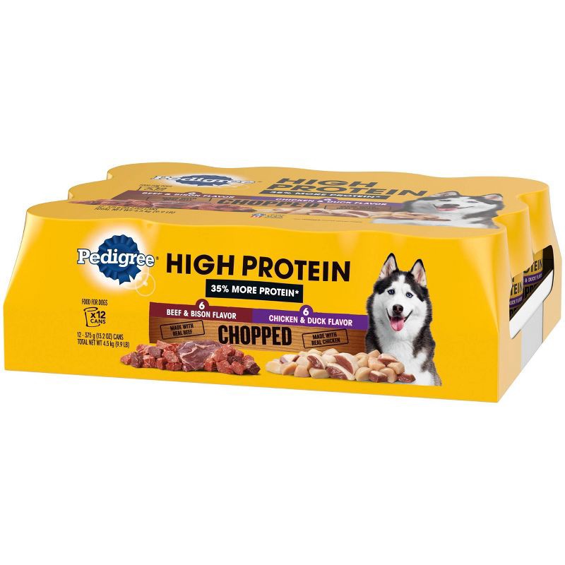 slide 2 of 4, Pedigree High Protein Chicken and Duck, Beef and Bison Adult Wet Dog Food - 13.2oz/12ct, 13.2 oz, 12 ct