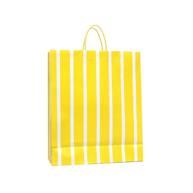 slide 3 of 3, Extra Large Striped Gift Bag White/Yellow - Spritz™, 1 ct