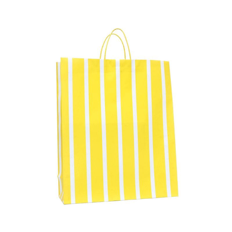 slide 1 of 3, Extra Large Striped Gift Bag White/Yellow - Spritz™, 1 ct