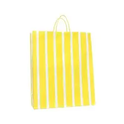 Extra Large Striped Gift Bag White/Yellow - Spritz™