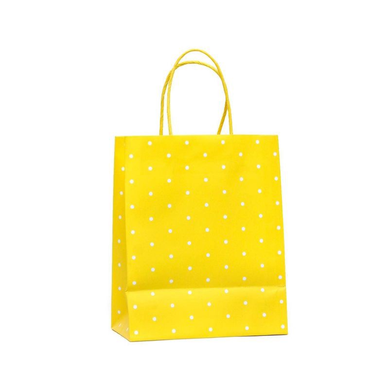 slide 3 of 3, Medium Dotted Gift Bag White/Yellow - Spritz™: Easter Celebration, Polka Dot Pattern, Multicolor Paper Bag, 1 ct