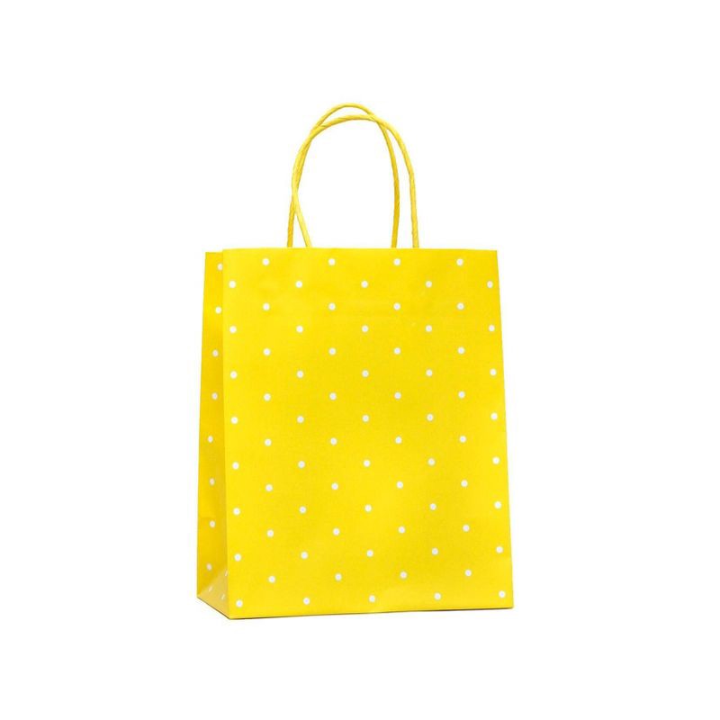 slide 1 of 3, Medium Dotted Gift Bag White/Yellow - Spritz™, 1 ct