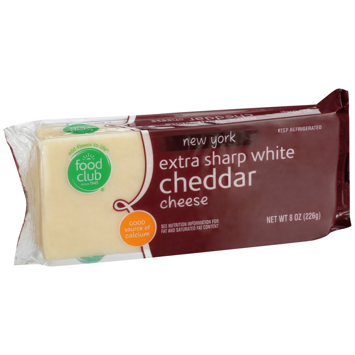 slide 2 of 10, Food Club New York Extra Sharp White Cheddar Cheese, 8 oz