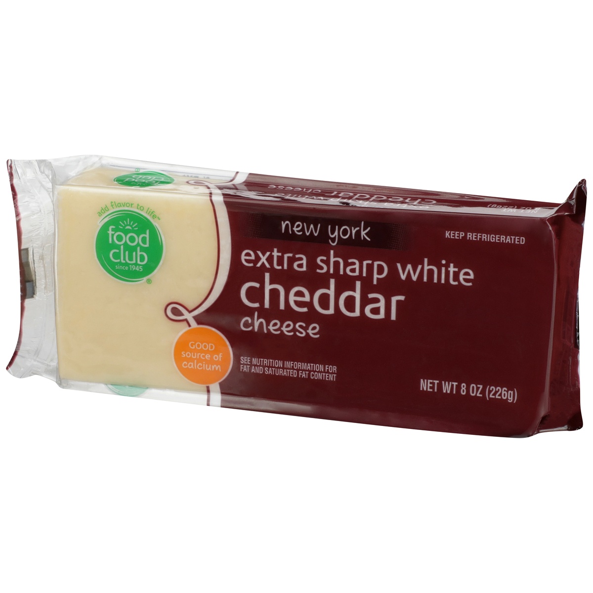 slide 3 of 10, Food Club New York Extra Sharp White Cheddar Cheese, 8 oz