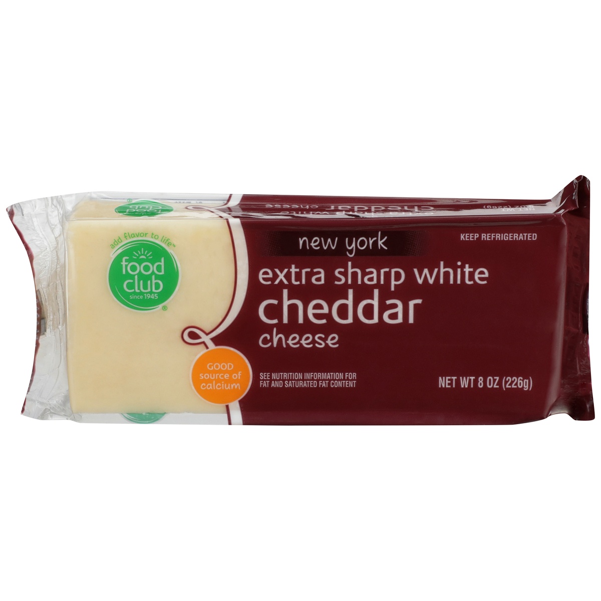 slide 1 of 10, Food Club New York Extra Sharp White Cheddar Cheese, 8 oz