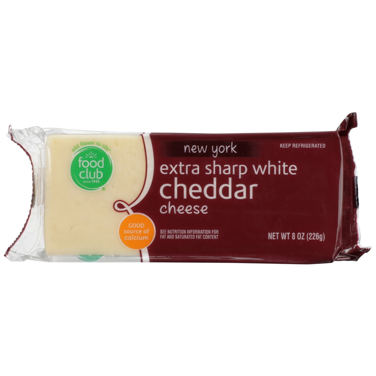 slide 9 of 10, Food Club New York Extra Sharp White Cheddar Cheese, 8 oz