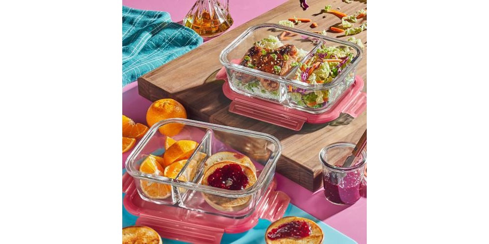 Pyrex 4pc 3 Cup Rectangular Glass Food Storage Value Pack - Pink