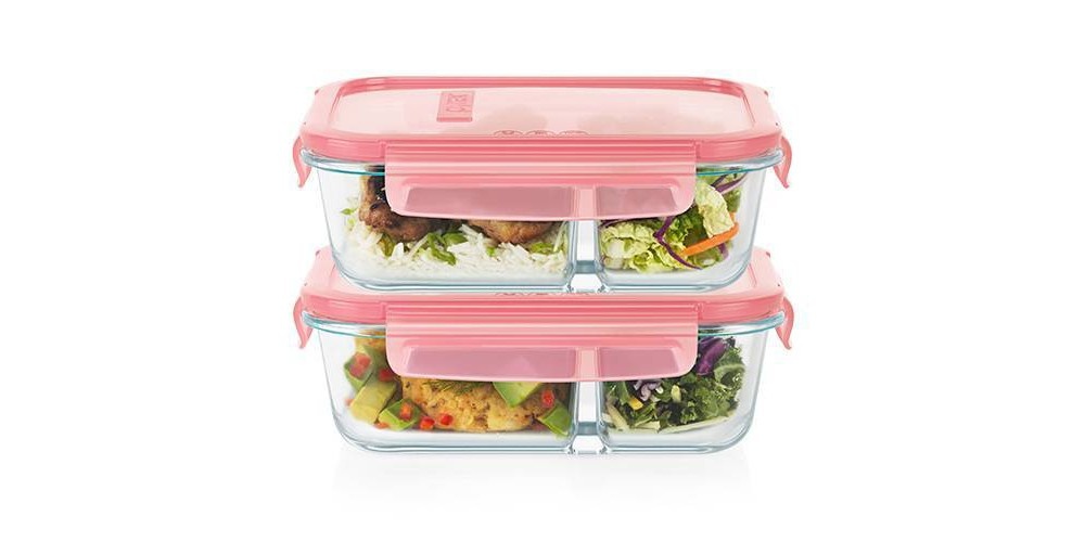 Pyrex 4pc 3 Cup Rectangular Glass Food Storage Value Pack - Pink 4