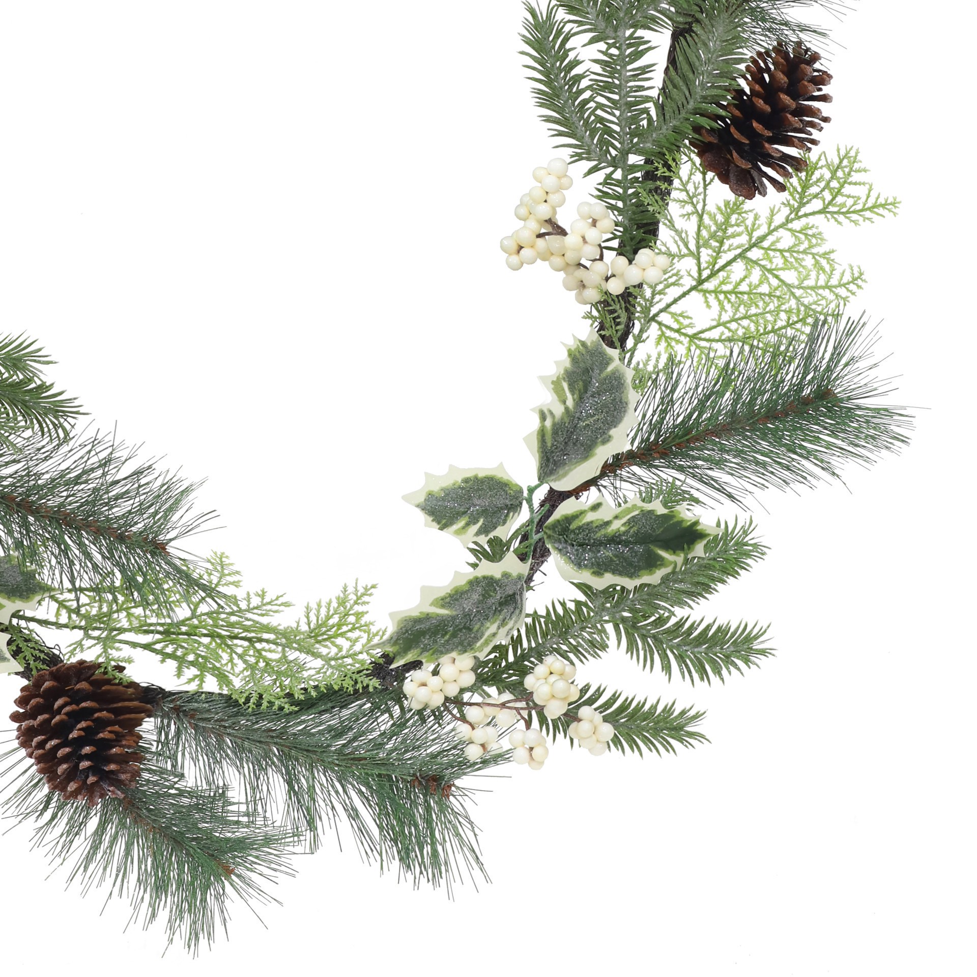 slide 2 of 3, 6ft. Green & Cream Mixed Pine, Berry & Pinecone Garland By Ashland, 6 ft
