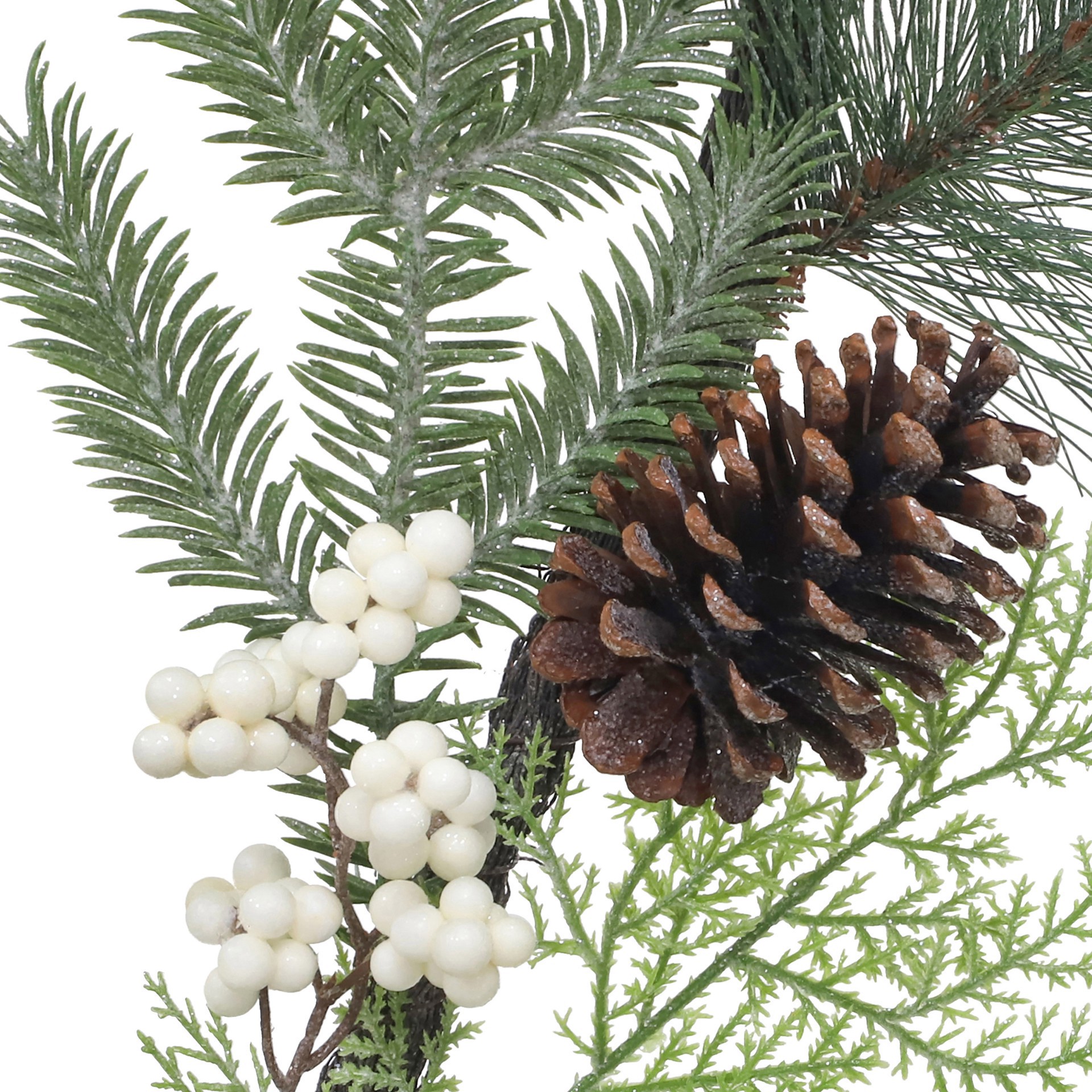 slide 3 of 3, 6ft. Green & Cream Mixed Pine, Berry & Pinecone Garland By Ashland, 6 ft