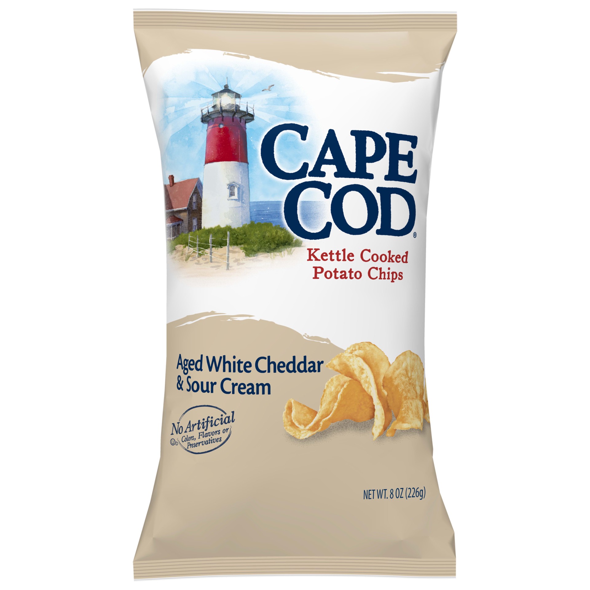 slide 1 of 5, Cape Cod Potato Chips, Aged White Cheddar & Sour Cream Kettle Cooked Chips, 8 Oz, 8 oz