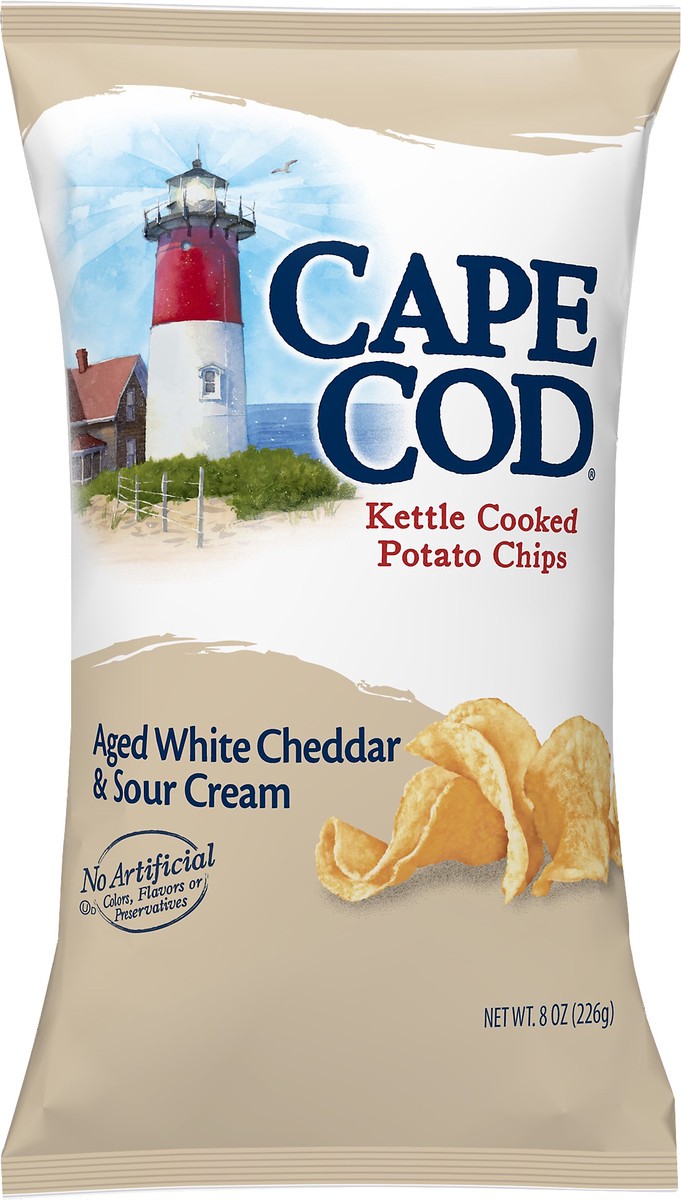 slide 4 of 5, Cape Cod Potato Chips, Aged White Cheddar & Sour Cream Kettle Cooked Chips, 8 Oz, 8 oz