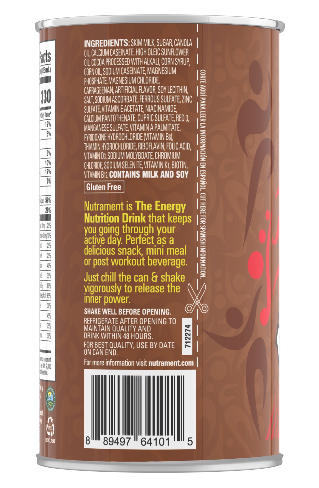 slide 7 of 8, Nutrament Chocolate Nutrition Drink, Energy Drink With Vitamins, Minerals And Protein, 11 Fl Oz Can, 11 fl oz