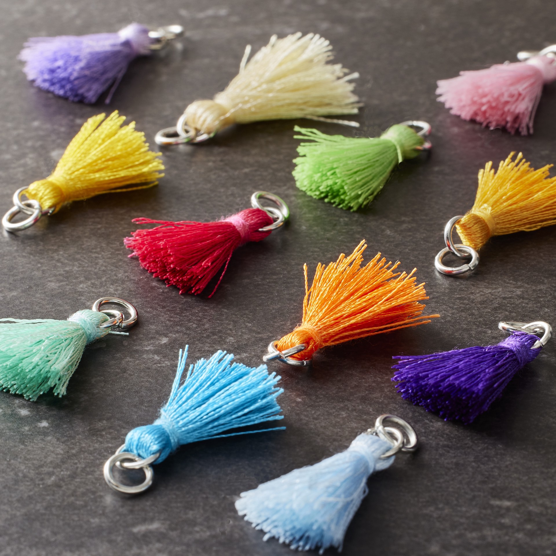 slide 2 of 2, Multicolored Tassel Rhodium Charm Mix By Bead Landing, 20 mm