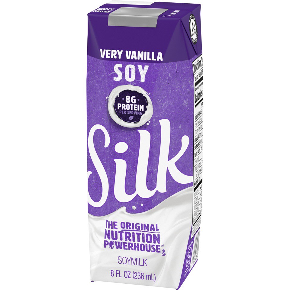 slide 2 of 8, Silk Shelf-Stable Soy Milk Singles, Very Vanilla, Dairy-Free, Vegan, Non-GMO Project Verified, 8 oz., 8 fl oz