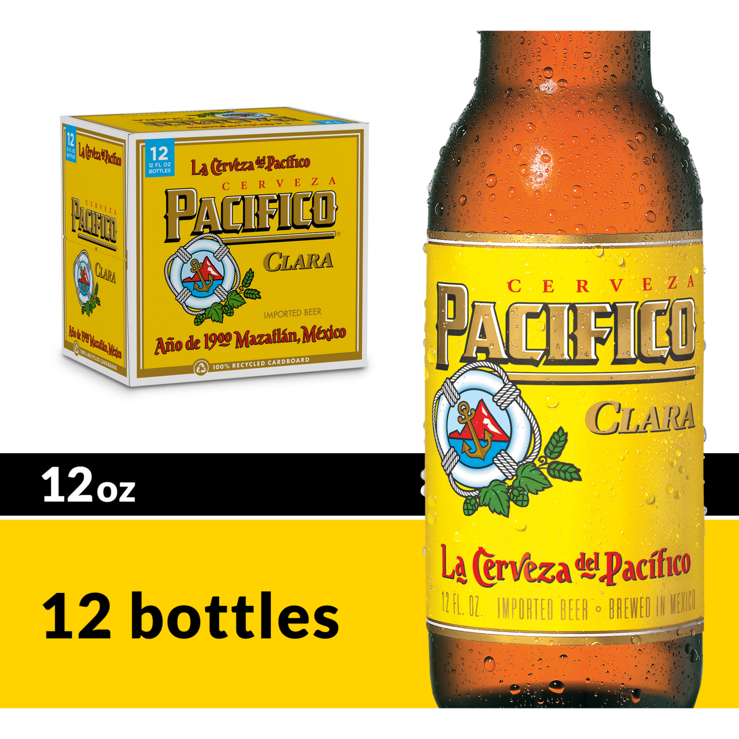slide 2 of 8, Pacifico Clara Mexican Lager Beer, 12 pk 12 fl oz Bottles, 4.4% ABV, 12 ct