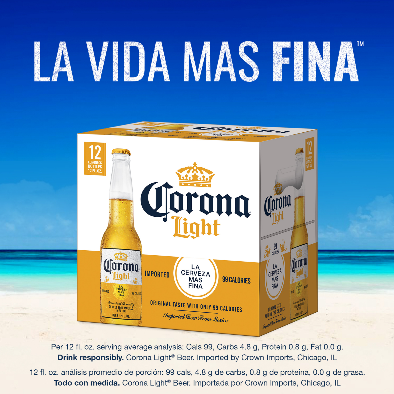 slide 3 of 8, Corona Light Mexican Lager Beer, 12 pk 12 fl oz Bottles, 4.0% ABV, 12 ct