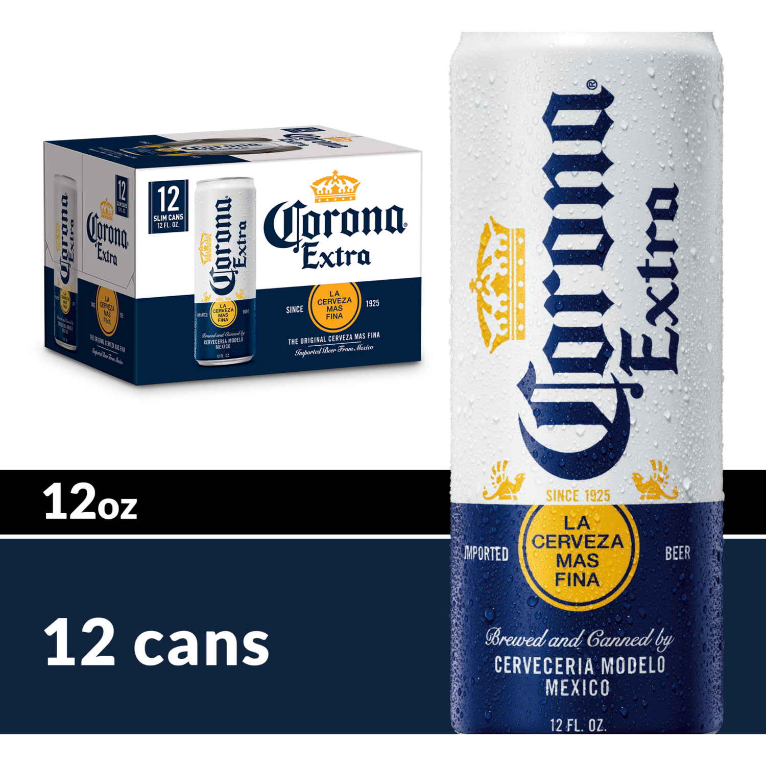 slide 2 of 8, Corona Extra Mexican Lager Beer, 12 pk 12 fl oz Cans, 4.6% ABV, 12 ct; 12 fl oz
