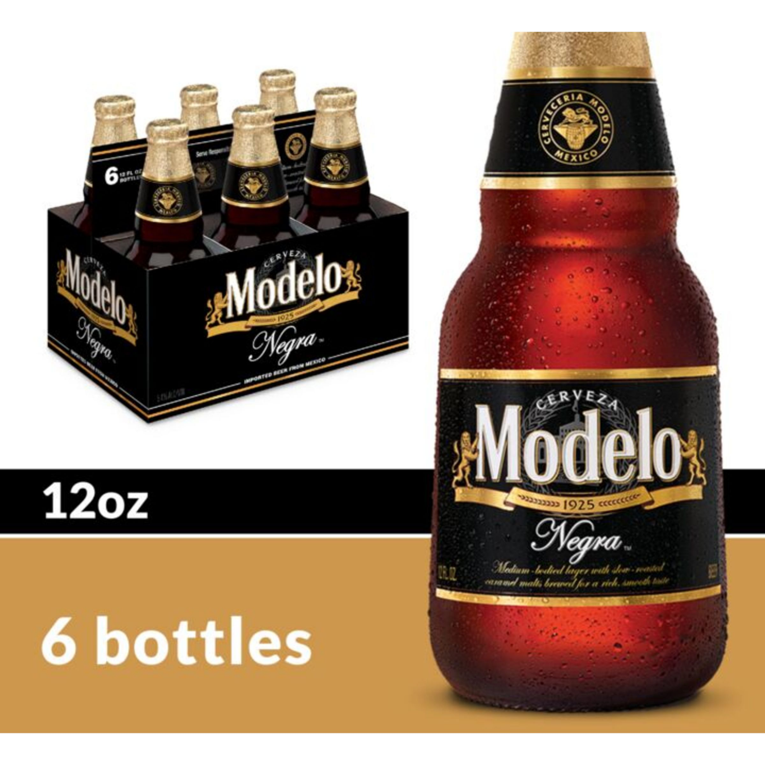 slide 6 of 8, Modelo Negra Amber Lager Mexican Import Beer, 6 ct
