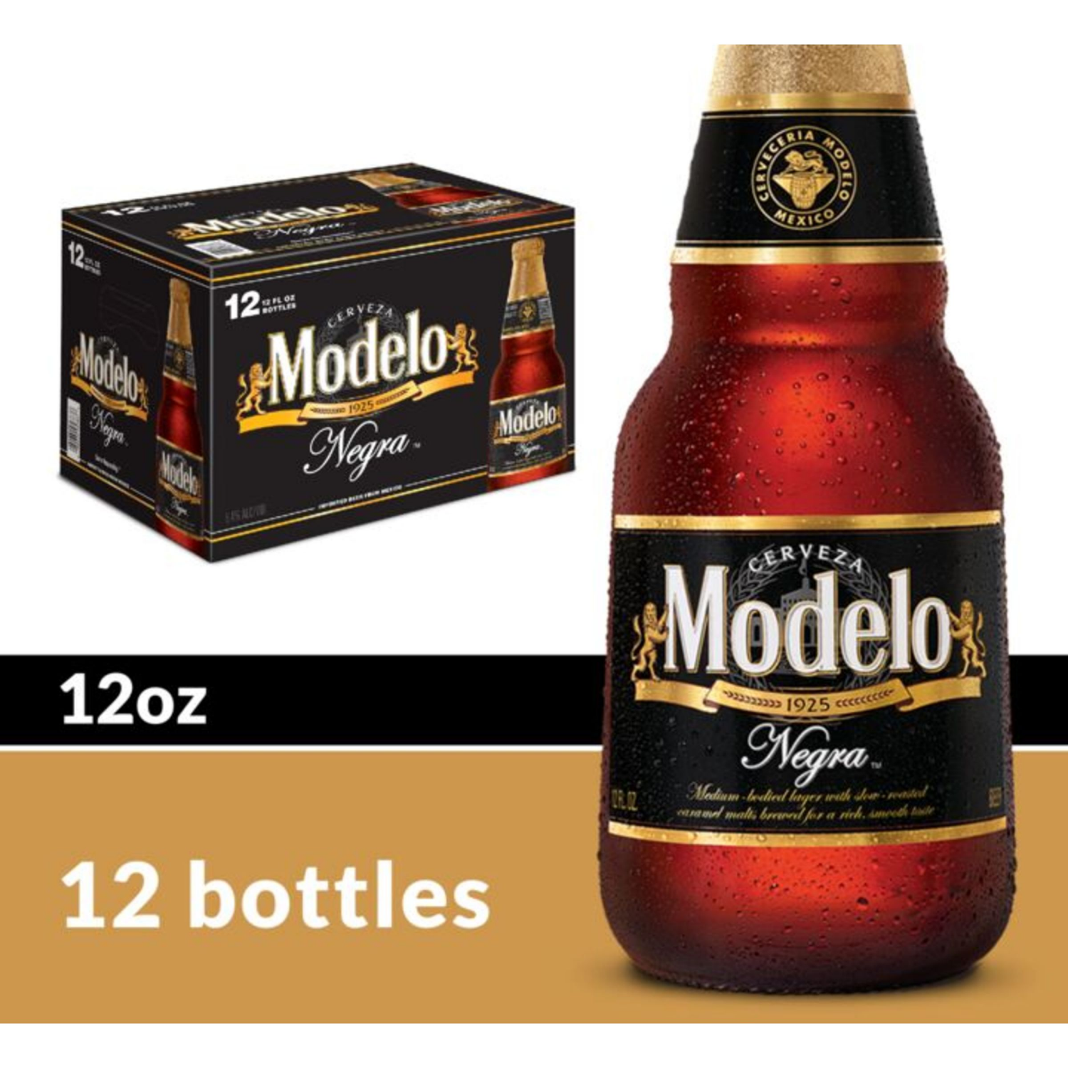 slide 4 of 5, Modelo Negra Mexican Amber Lager Beer, 12 pk 12 fl oz Bottles, 5.4% ABV, 12 ct