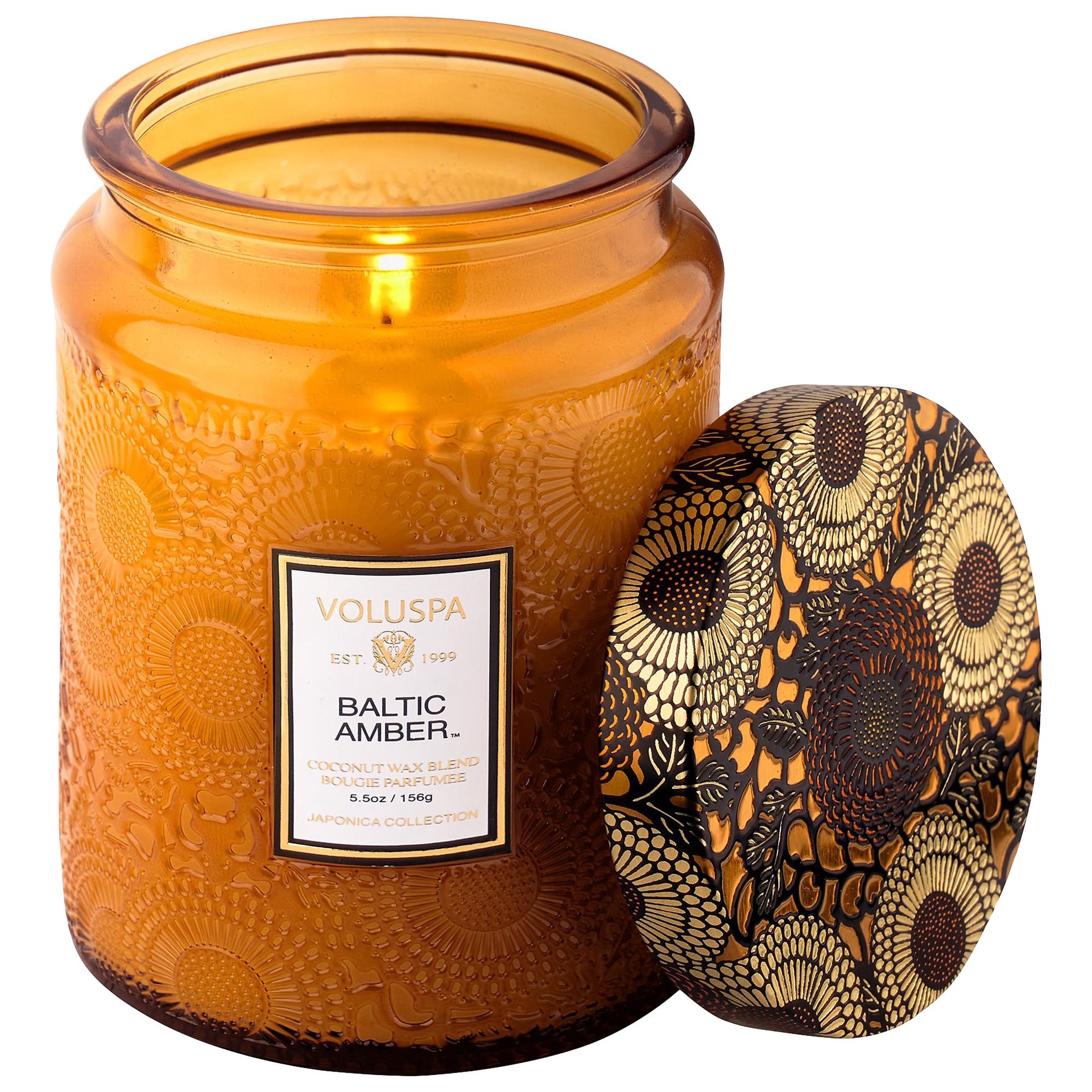 slide 1 of 1, VOLUSPA Baltic Amber Glass Candle 18 oz/ 510 g 1-wick Candle,