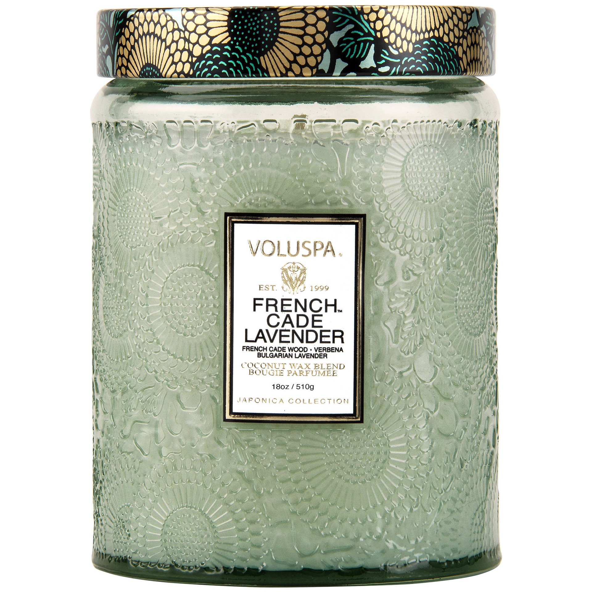 slide 2 of 2, VOLUSPA French Cade & Lavender Glass Jar Candle 18 oz/ 510 g 1-wick Candle,