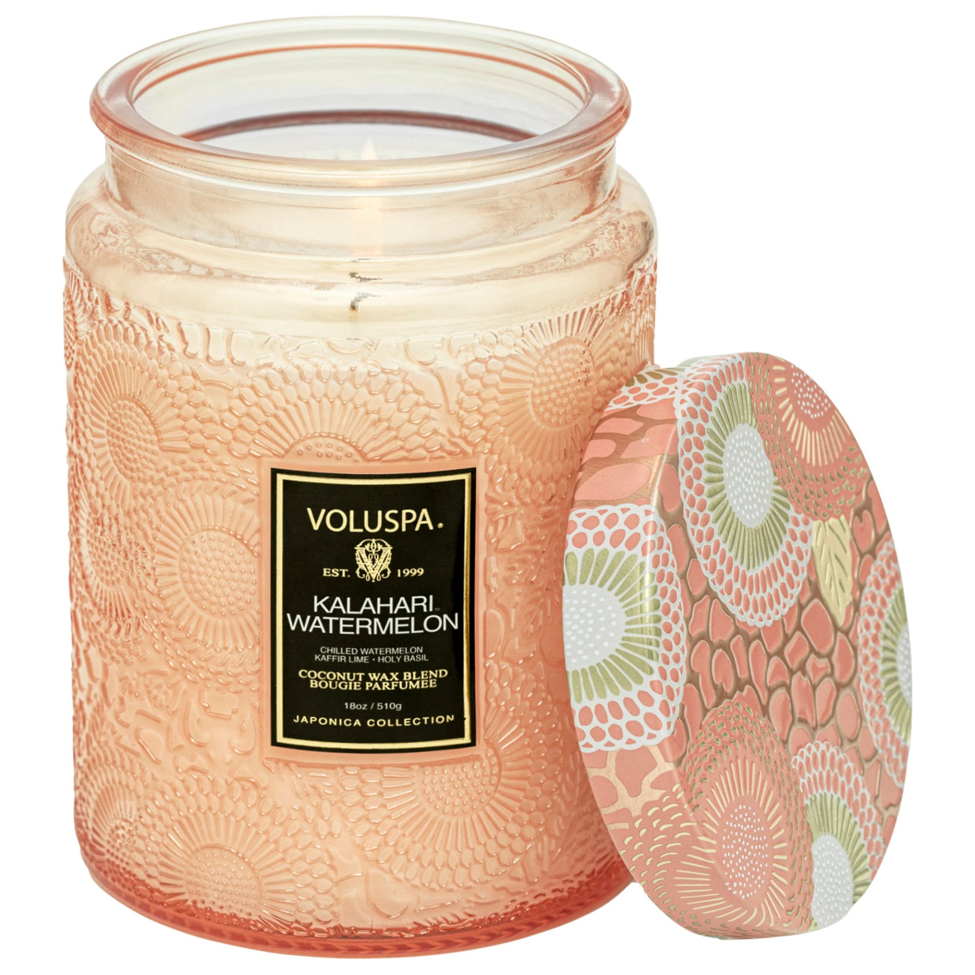 slide 1 of 1, Voluspa Kalahari Watermelon Glass Jar Candle 18 oz/ 510 g 1-wick candle, 