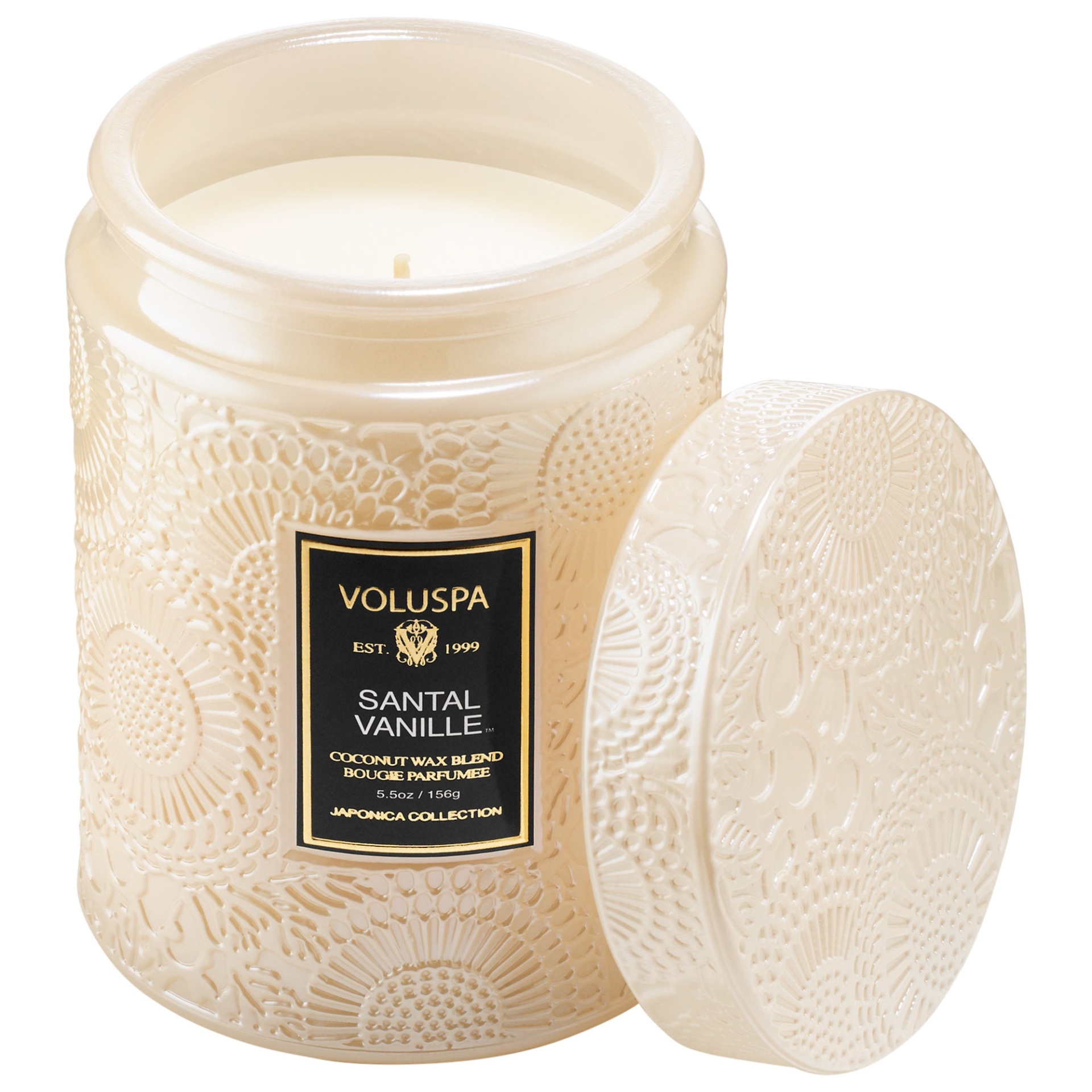 slide 1 of 1, VOLUSPA Santal Vanille Glass Jar Candle 5.5 oz/ 156 g 1-wick candle,